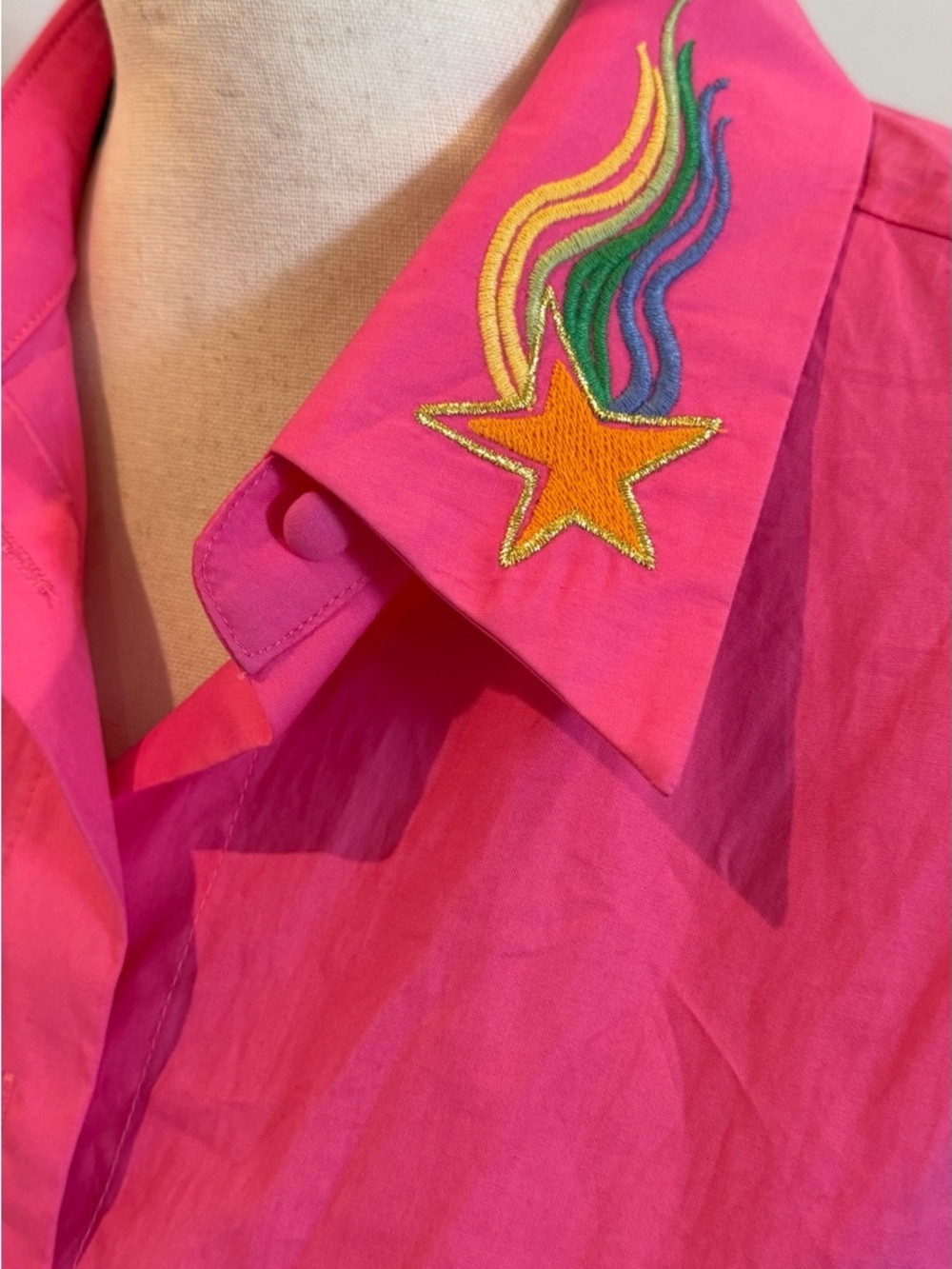 Alemais Hot Pink Embroidered Mini Shirt Dress - Picture 8 of 12